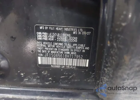 2008 Subaru Forester 2.5X z USA, uszkodzony, nr VIN JF1SG65618H717952